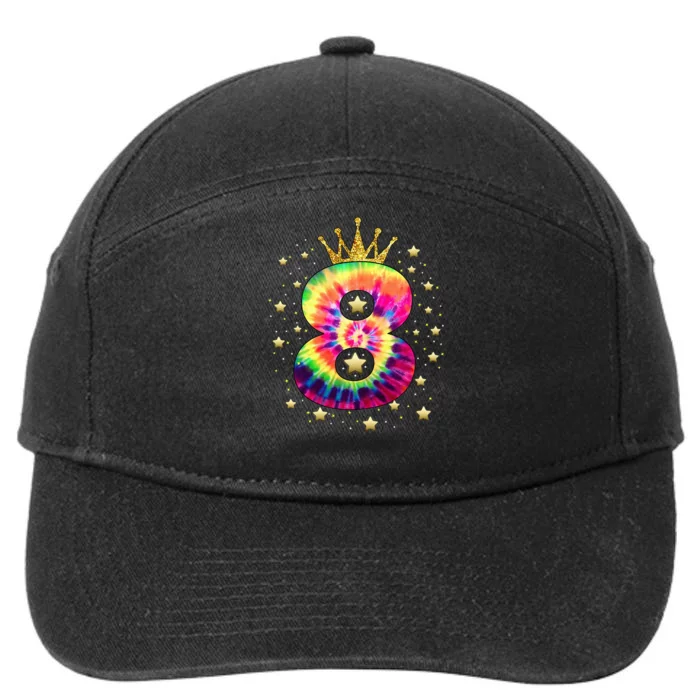 Colorful Tie Dye 8 Year Old 8th Birthday 7-Panel Snapback Hat