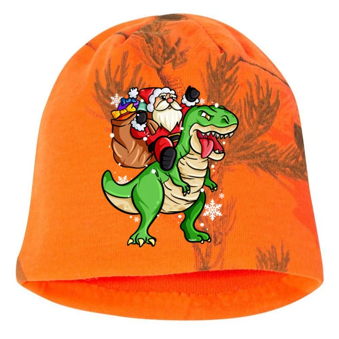 Christmas Trex Dinosaur Santa Claus Riding Trex Xmas Gift Kati - Camo Knit Beanie