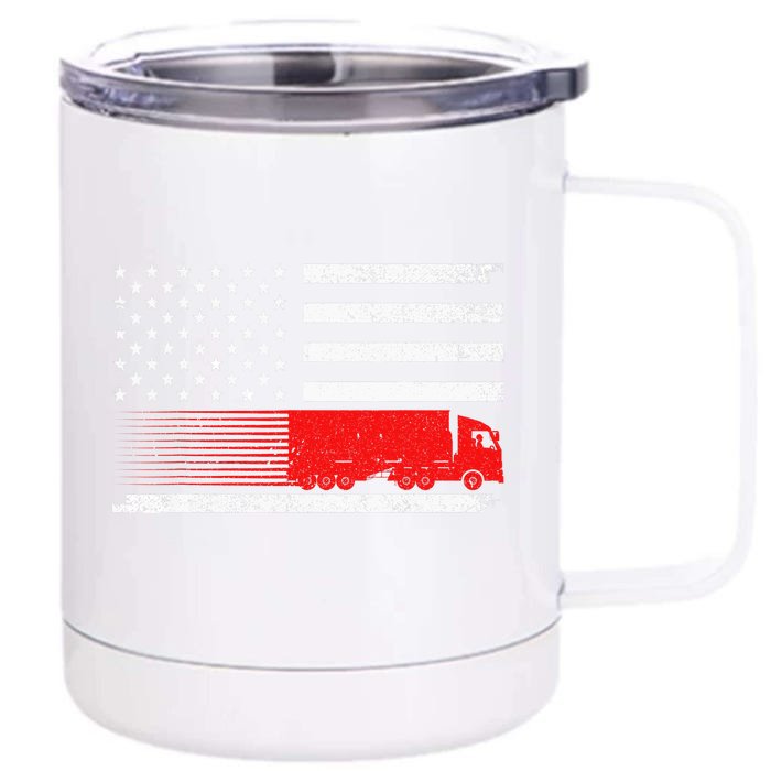 Cool Truck Design For Trucker Vehicle Truck Driver Front & Back 12oz Stainless Steel Tumbler Cup