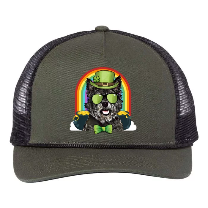 Cairn Terrier Dog Leprechaun Funny St Patricks Day Meaningful Gift Retro Rope Trucker Hat Cap