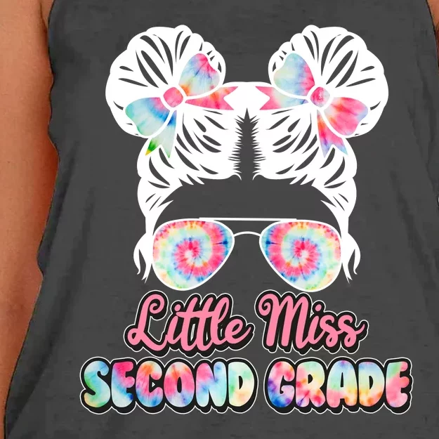 Cute Tie Dye Little Miss Second Grade Women's Knotted Racerback Tank