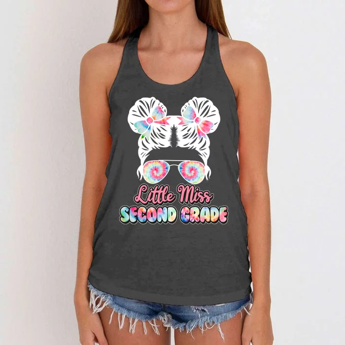 Cute Tie Dye Little Miss Second Grade Women's Knotted Racerback Tank