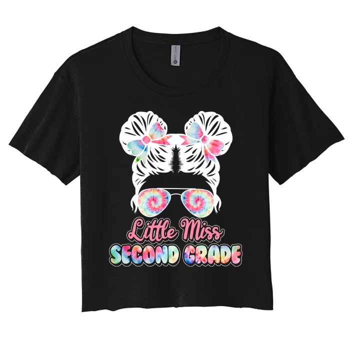 Cute Tie Dye Little Miss Second Grade Women's Crop Top Tee