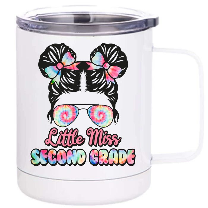 Cute Tie Dye Little Miss Second Grade Front & Back 12oz Stainless Steel Tumbler Cup