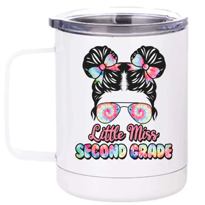 Cute Tie Dye Little Miss Second Grade Front & Back 12oz Stainless Steel Tumbler Cup