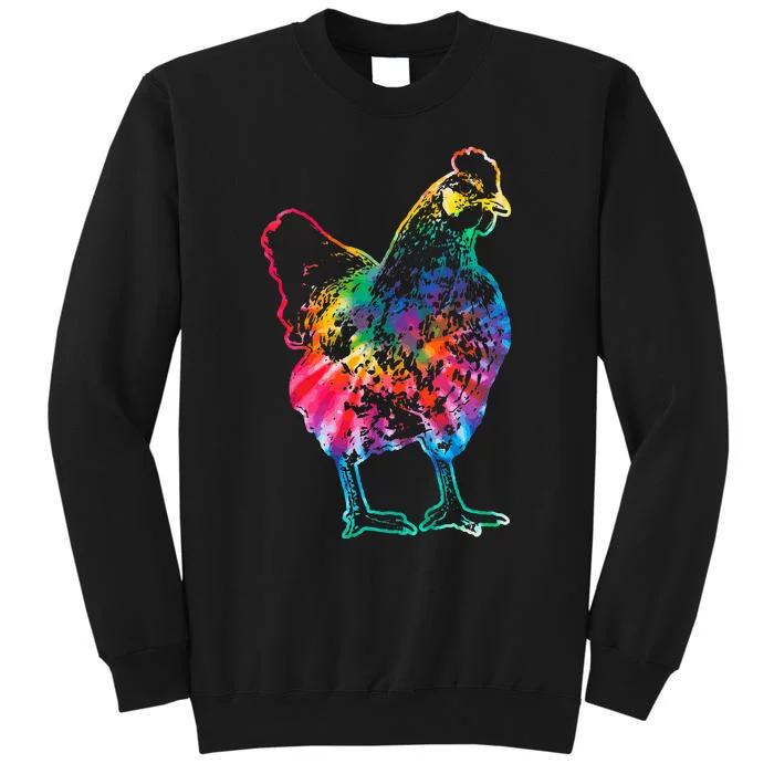 Chicken Tie Dye Hippie Poultry Farmer Farm Vintage Gift Tall Sweatshirt