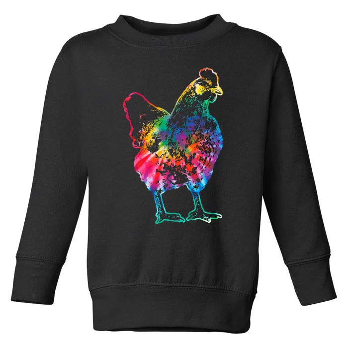 Chicken Tie Dye Hippie Poultry Farmer Farm Vintage Gift Toddler Sweatshirt