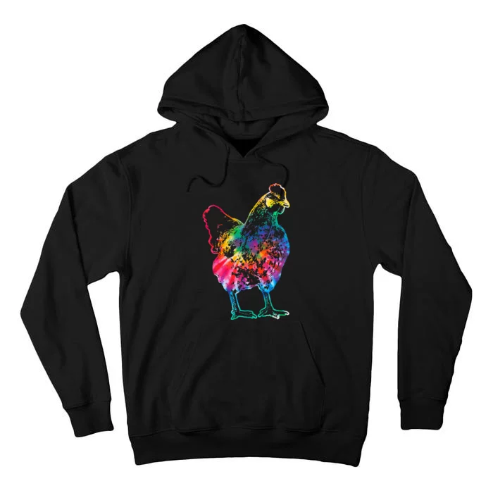 Chicken Tie Dye Hippie Poultry Farmer Farm Vintage Gift Tall Hoodie