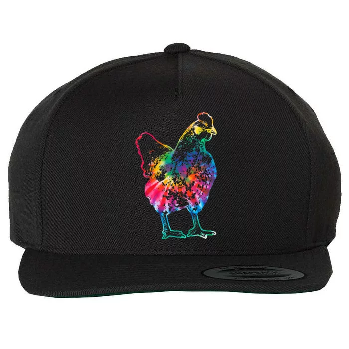 Chicken Tie Dye Hippie Poultry Farmer Farm Vintage Gift Wool Snapback Cap