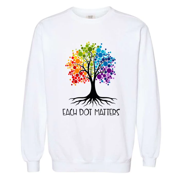 Colorful Tree Each Dot Matters Dot Day Polka Dot Gift Garment-Dyed Sweatshirt