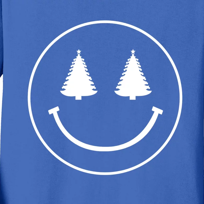 Christmas Tree Eyes Smiley Face Gift Kids Long Sleeve Shirt