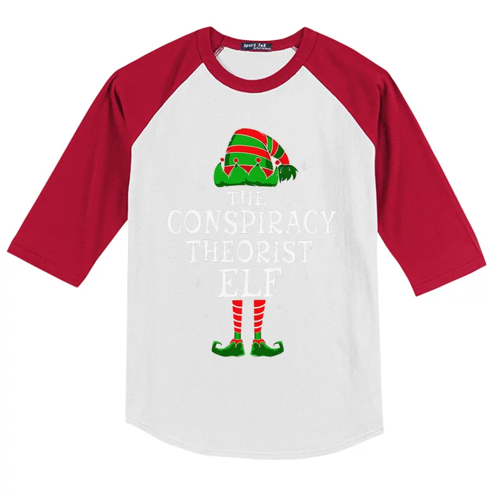 Conspiracy Theorist Elf Group Matching Christmas Theory Kids Colorblock Raglan Jersey