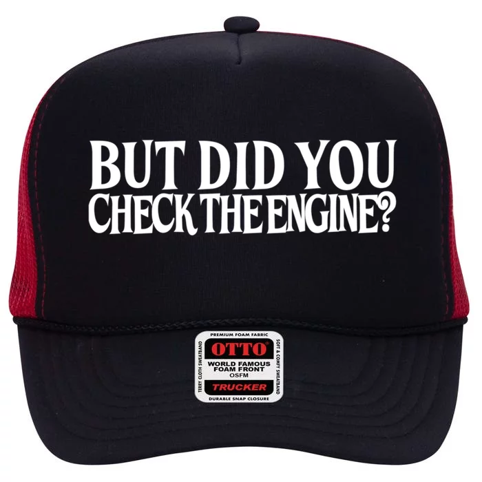 Check The Engine Gift High Crown Mesh Trucker Hat