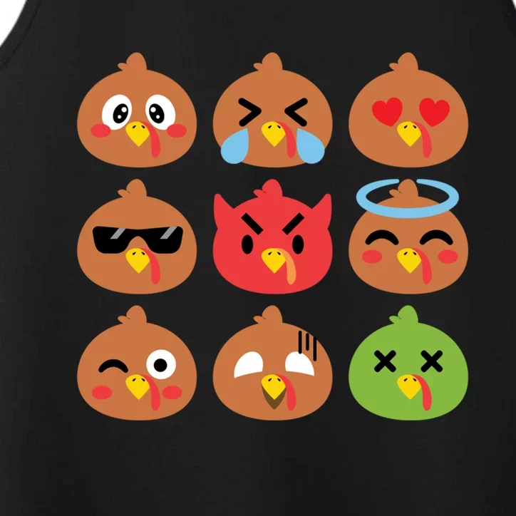 Cute Turkey Emotion Face Humor Funny Thanksgiving Holiday Gift Performance Tank