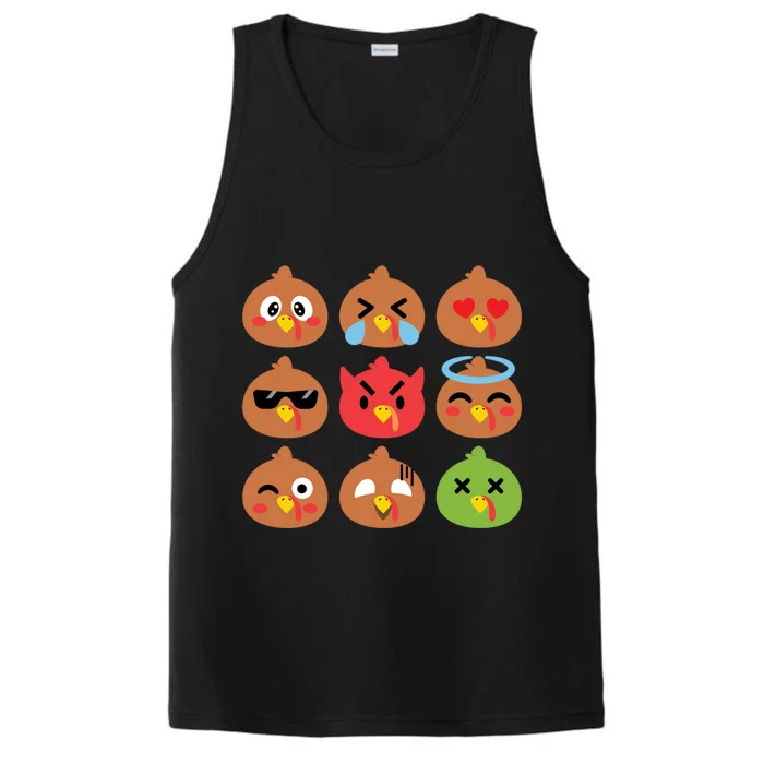 Cute Turkey Emotion Face Humor Funny Thanksgiving Holiday Gift Performance Tank