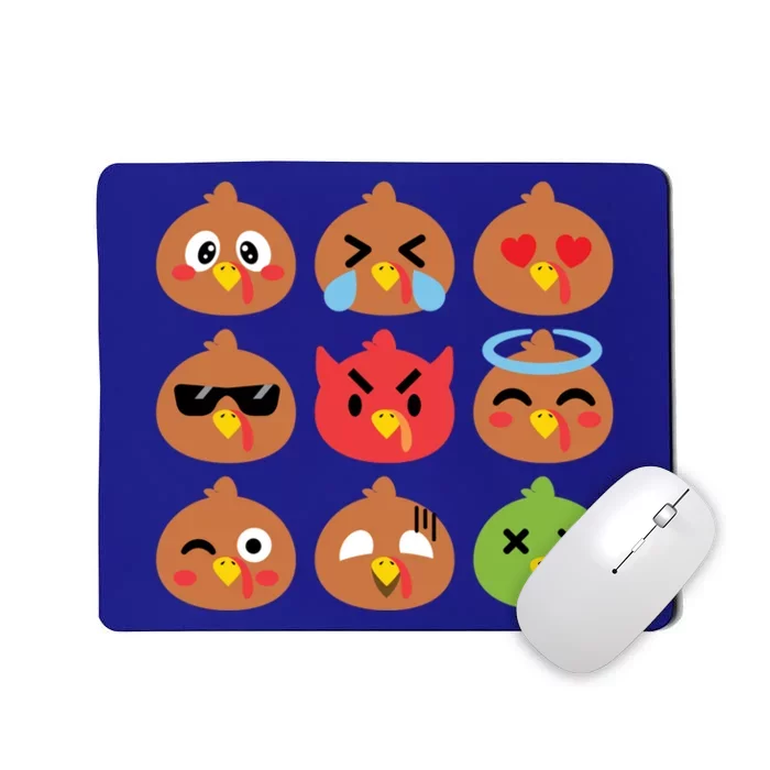 Cute Turkey Emotion Face Humor Funny Thanksgiving Holiday Gift Mousepad