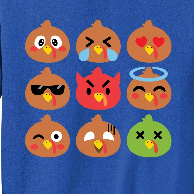 Cute Turkey Emotion Face Humor Funny Thanksgiving Holiday Gift Tall Sweatshirt