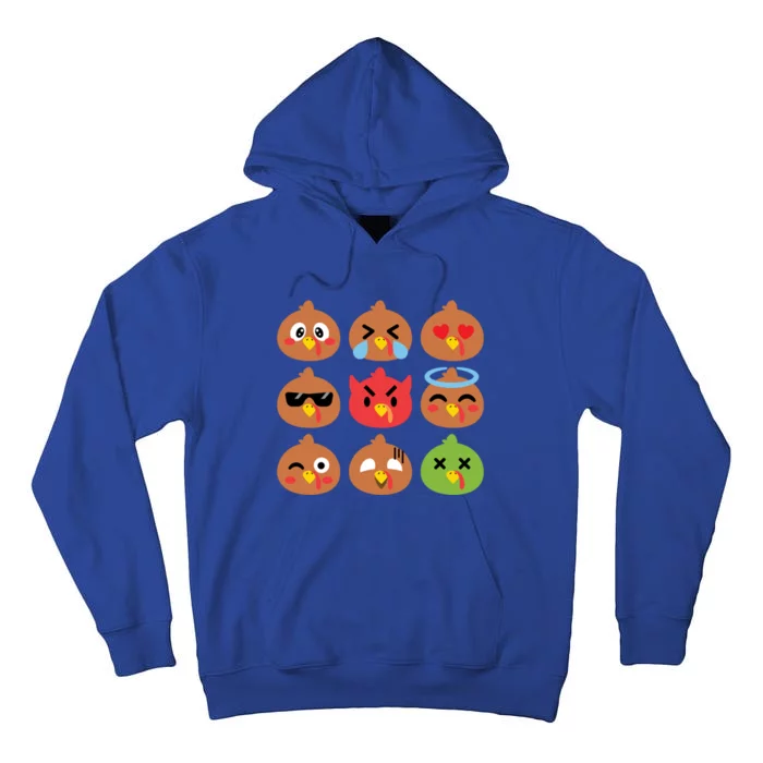 Cute Turkey Emotion Face Humor Funny Thanksgiving Holiday Gift Tall Hoodie