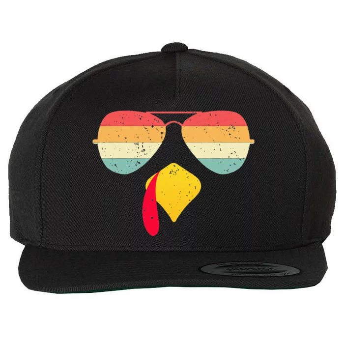 Cool Turkey Face With Sunglasses Funny Thanksgiving Wool Snapback Cap