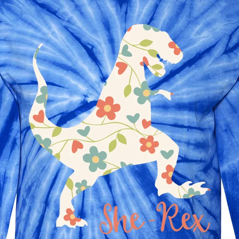 Cute Trex Funny Dinosaur She Rex And Gift Tie-Dye Long Sleeve Shirt