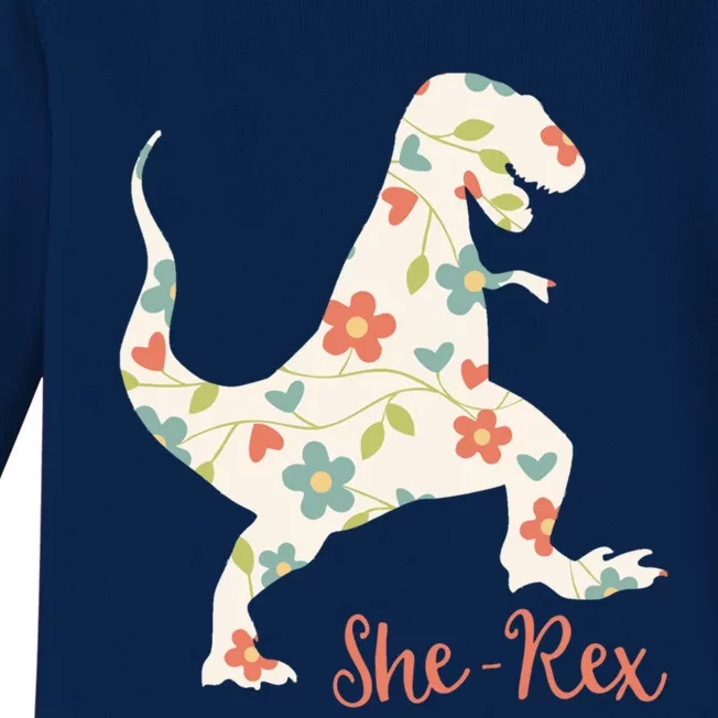 Cute Trex Funny Dinosaur She Rex And Gift Baby Long Sleeve Bodysuit