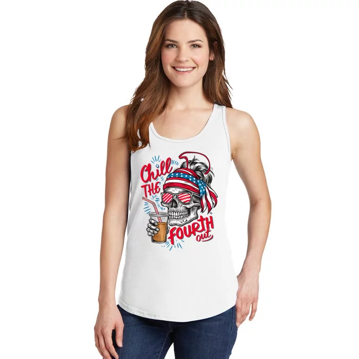 Chill The Fourth Out Patriotic Skull 4th Of July Ladies Essential Tank