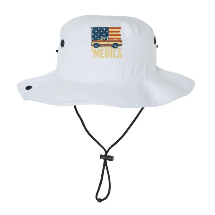 Classic Truck Funny Gift 'Merica American Flag With Pickup Truck Meaningful Gift Legacy Cool Fit Booney Bucket Hat