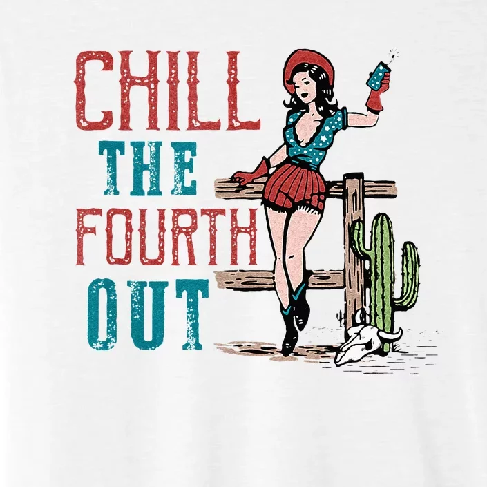 Chill The Fourth Out Retro Western Cowgirl Happy 4th Of July ChromaSoft Performance T-Shirt