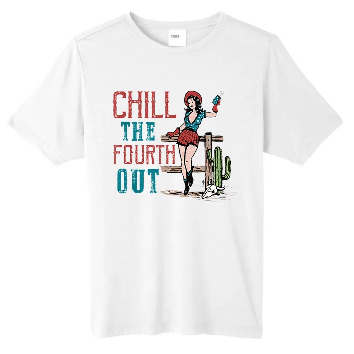 Chill The Fourth Out Retro Western Cowgirl Happy 4th Of July ChromaSoft Performance T-Shirt