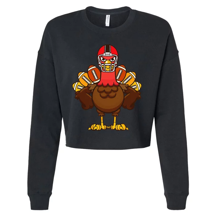 Cool Thanksgiving Football   Gobble Player Turkey Gift Cropped Pullover Crew