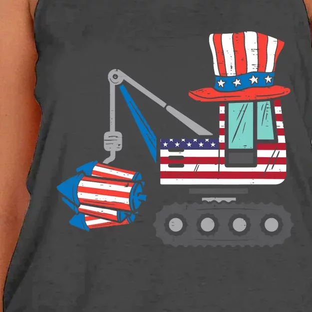 Crane Truck Firecrackers 4th Of July Baby Boy Women's Knotted Racerback Tank