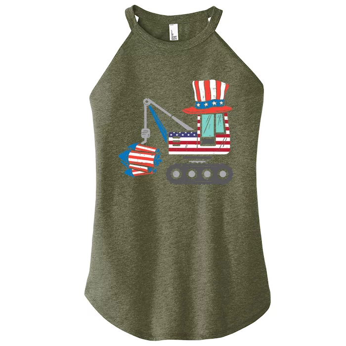 Crane Truck Firecrackers 4th Of July Baby Boy Women’s Perfect Tri Rocker Tank