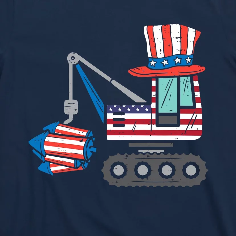 Crane Truck Firecrackers 4th Of July Baby Boy T-Shirt