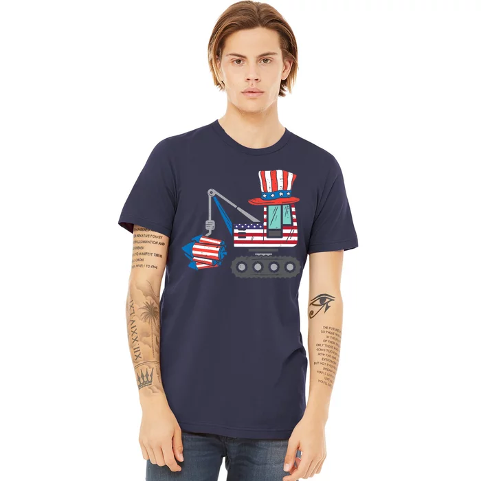 Crane Truck Firecrackers 4th Of July Baby Boy Premium T-Shirt