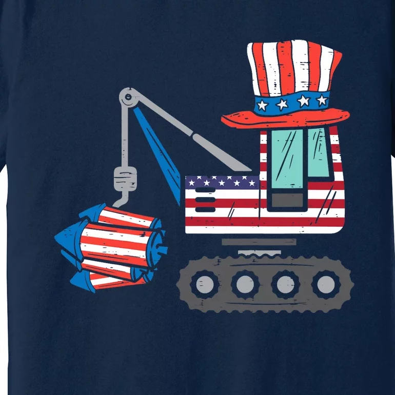 Crane Truck Firecrackers 4th Of July Baby Boy Premium T-Shirt