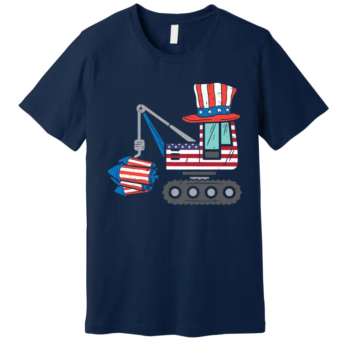 Crane Truck Firecrackers 4th Of July Baby Boy Premium T-Shirt