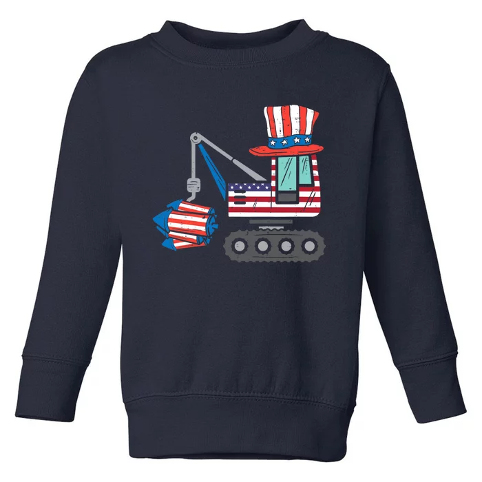 Crane Truck Firecrackers 4th Of July Baby Boy Toddler Sweatshirt