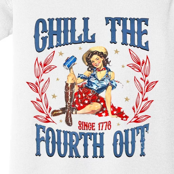 Chill The Fourth Out Retro 4th Of July Baby Bodysuit