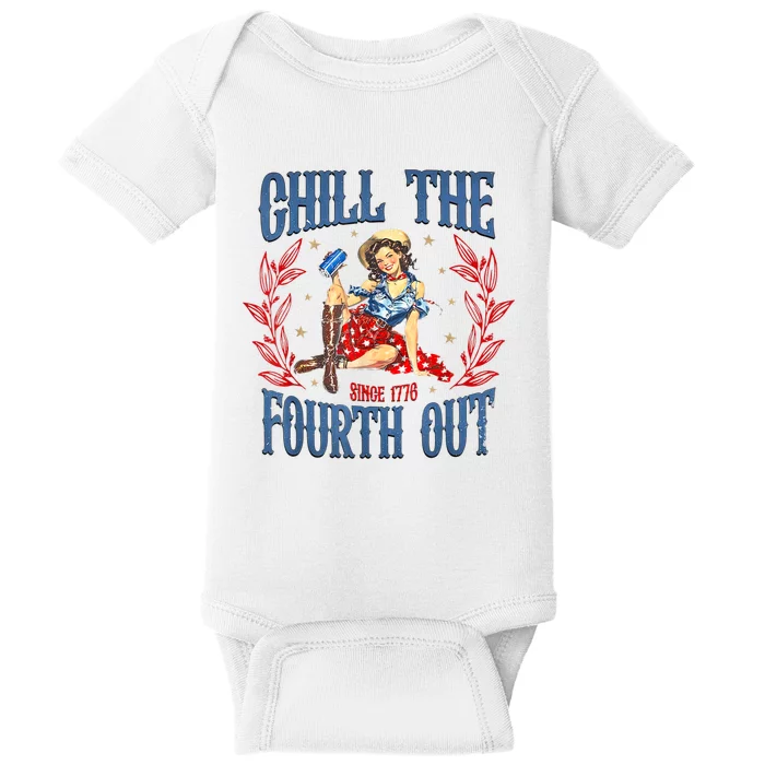 Chill The Fourth Out Retro 4th Of July Baby Bodysuit