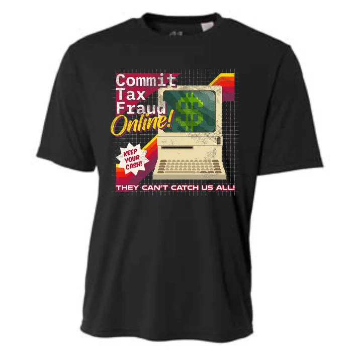 Commit Tax Fraud Online! Distressed Retro Video Game Box Art Cooling Performance Crew T-Shirt