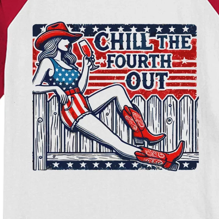 Chill The Fourth Out Funny 4th Of July Kids Colorblock Raglan Jersey