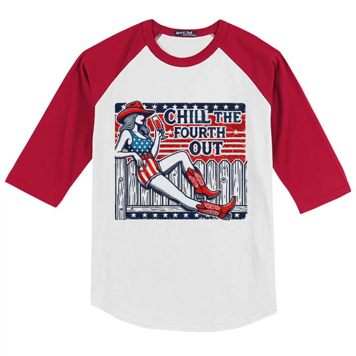 Chill The Fourth Out Funny 4th Of July Kids Colorblock Raglan Jersey