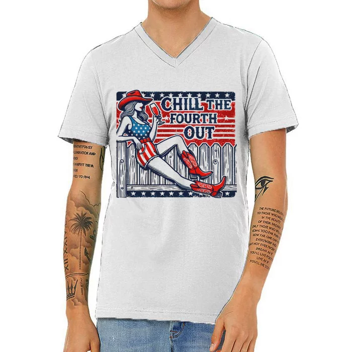 Chill The Fourth Out Funny 4th Of July V-Neck T-Shirt