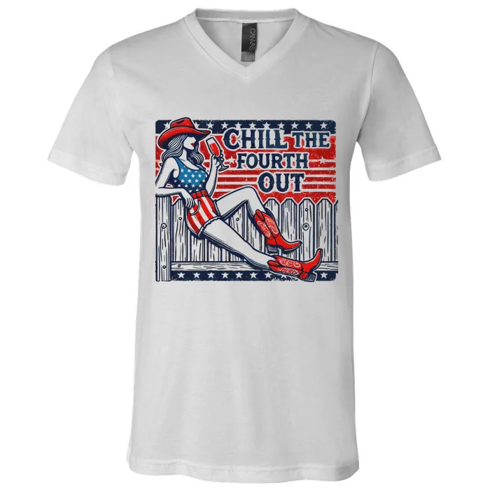 Chill The Fourth Out Funny 4th Of July V-Neck T-Shirt