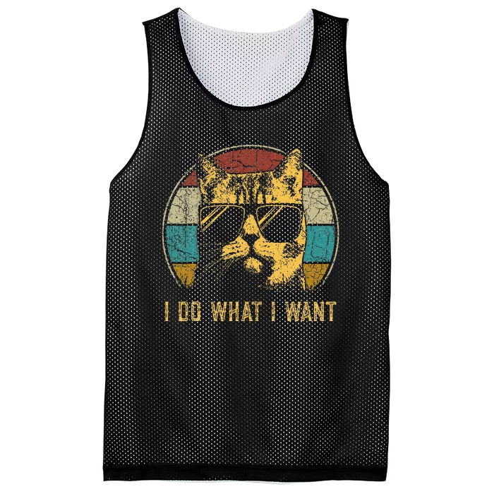 Cat Themed Funny I Do What I Want Cat Mesh Reversible Basketball Jersey Tank