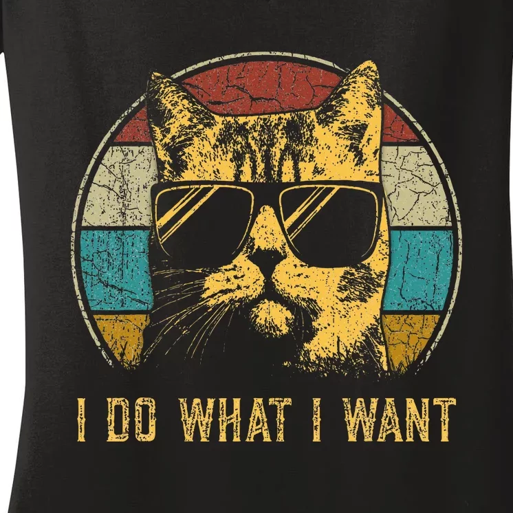 Cat Themed Funny I Do What I Want Cat Women's V-Neck T-Shirt