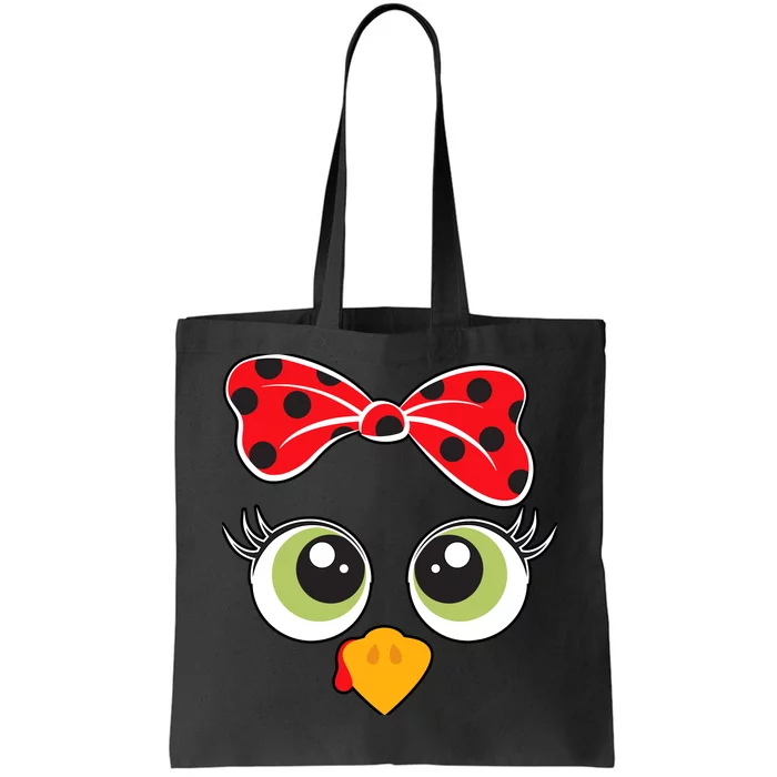 Cute Turkey Face Wo Little Girl Funny Thanksgiving Tote Bag