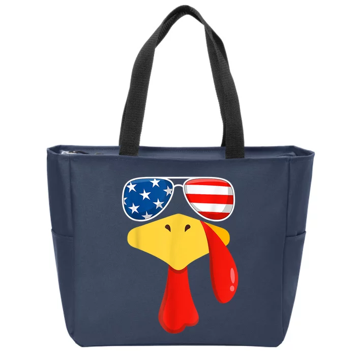 Cool Turkey Face Sunglasses Gobble Funny Thanksgiving Gifts Zip Tote Bag