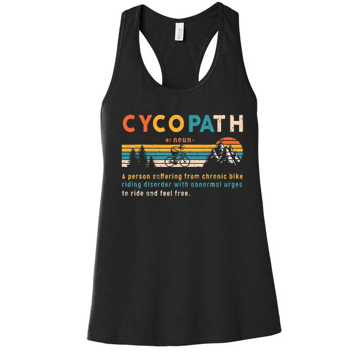 Cycopath Tee Funny Mountain Bike Lover MTB Biker Biking Women's Racerback Tank