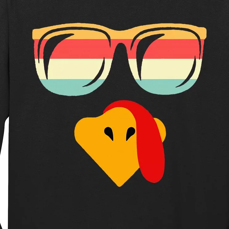 Cool Turkey Face With Sunglasses Thanksgiving Long Sleeve Shirt